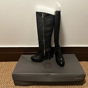 Vince Camuto Black Leather Tall Boots